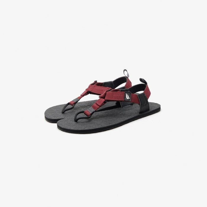 Sandal Pyopp Fledge - Jelajah Road Barefoot Flip Flops - Maroon Blaze On Black