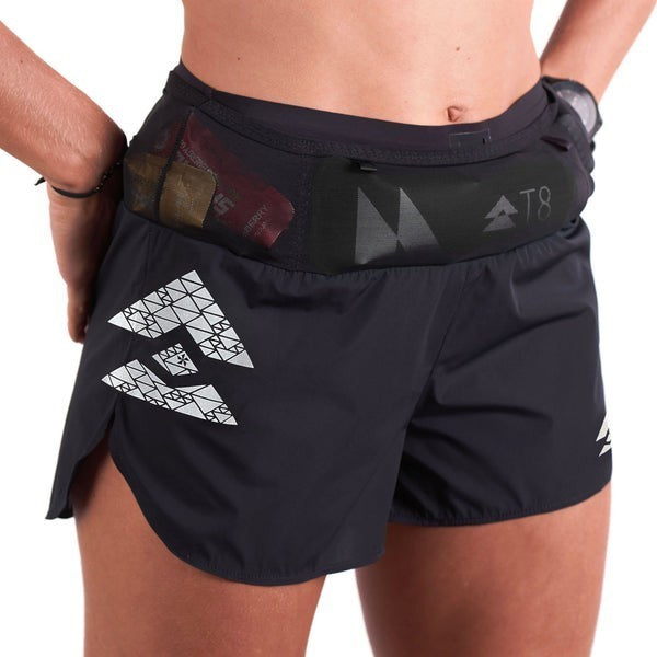 T8 Women's Sherpa Shorts V2 (Black/Silver Logo) - Celana Pendek Lari