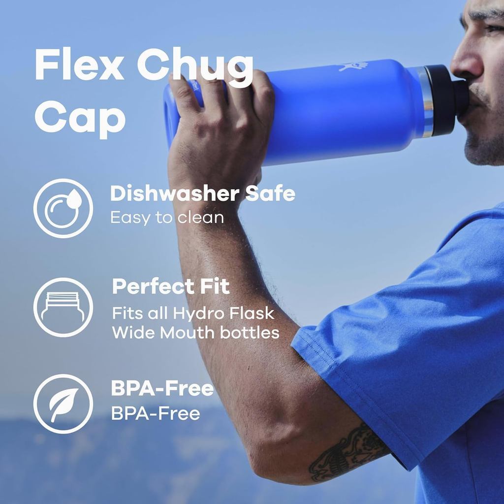 Botol Minum/Tumbler Stainless Steel - Hydro Flask Lightweight Wide Flex Chug Cap 16oz/473ml (Garnet Red)