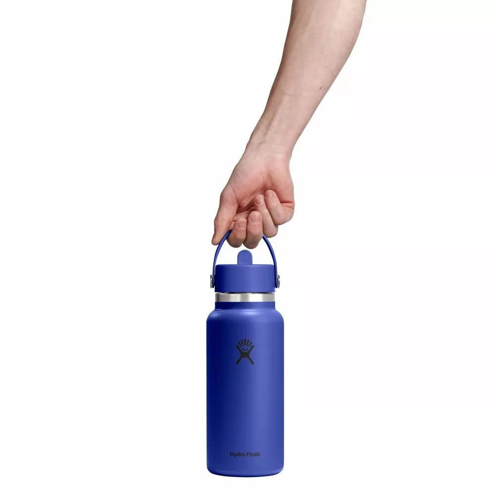 Botol Minum/Tumbler Dengan Sedotan - Hydro Flask Wide Mouth Flex Straw Cap 32oz/946ml (Capri Blue)