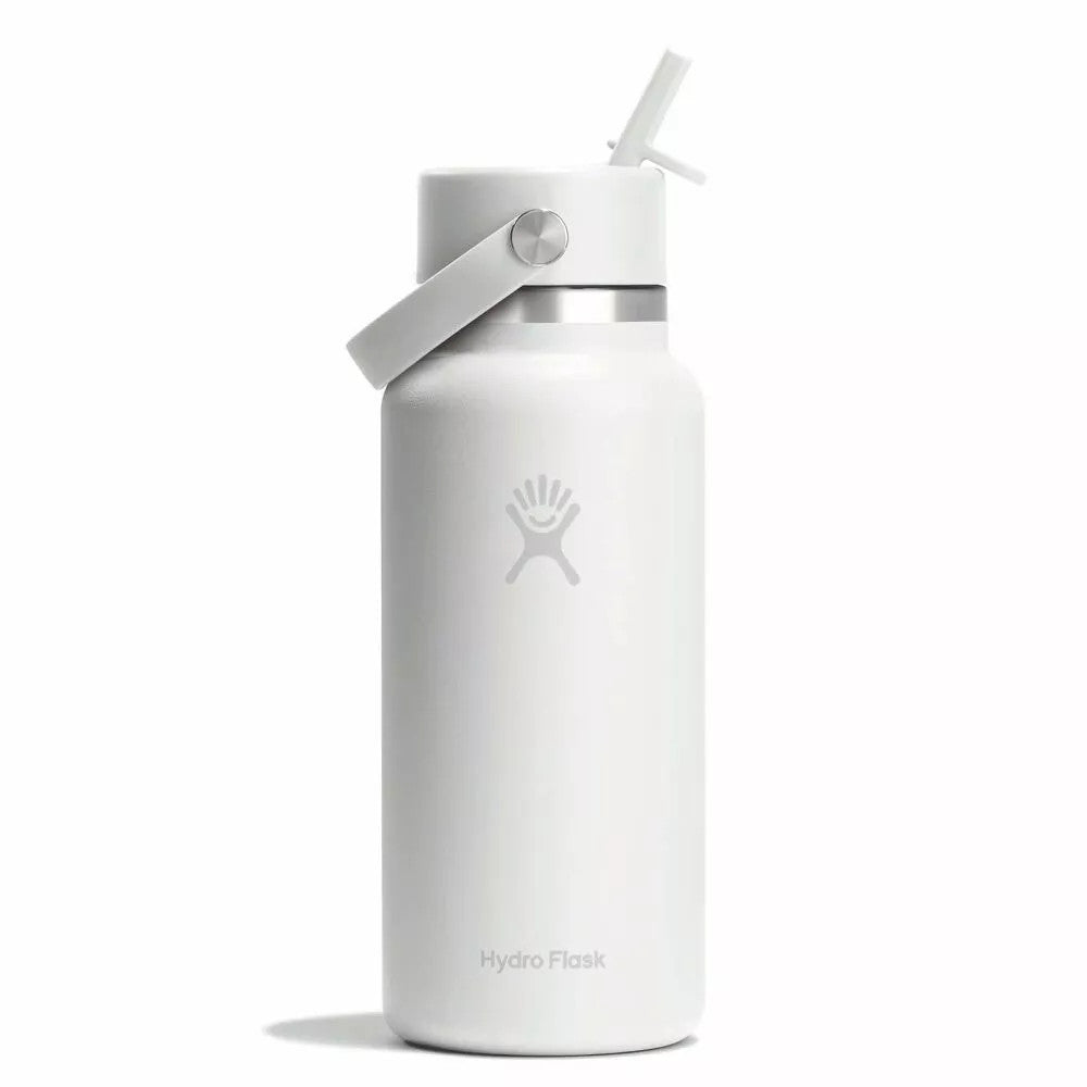 Botol Minum/Tumbler Dengan Sedotan - Hydro Flask Wide Mouth Flex Straw Cap 32oz/946ml (White 2.0)