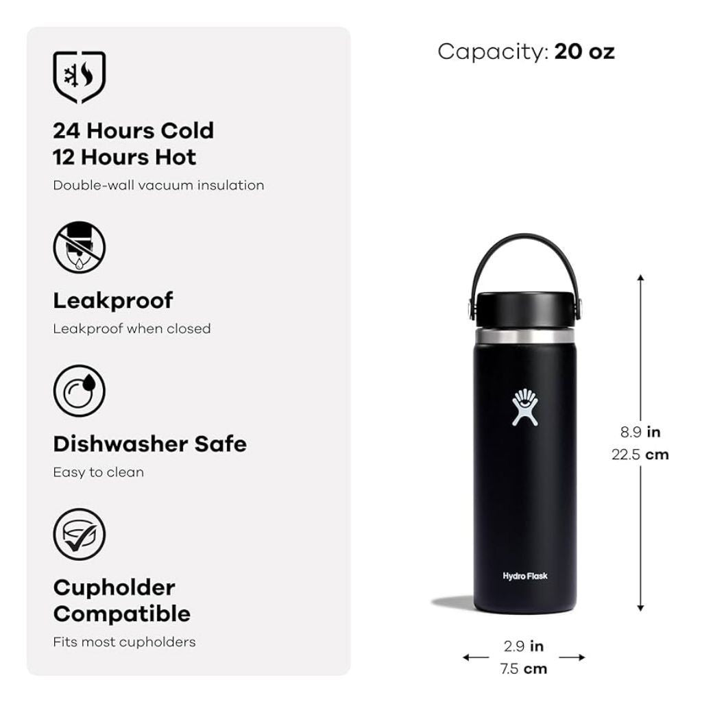 Hydro Flask Wide Mouth Flex Sip Lid 20oz/591ml - BLACK