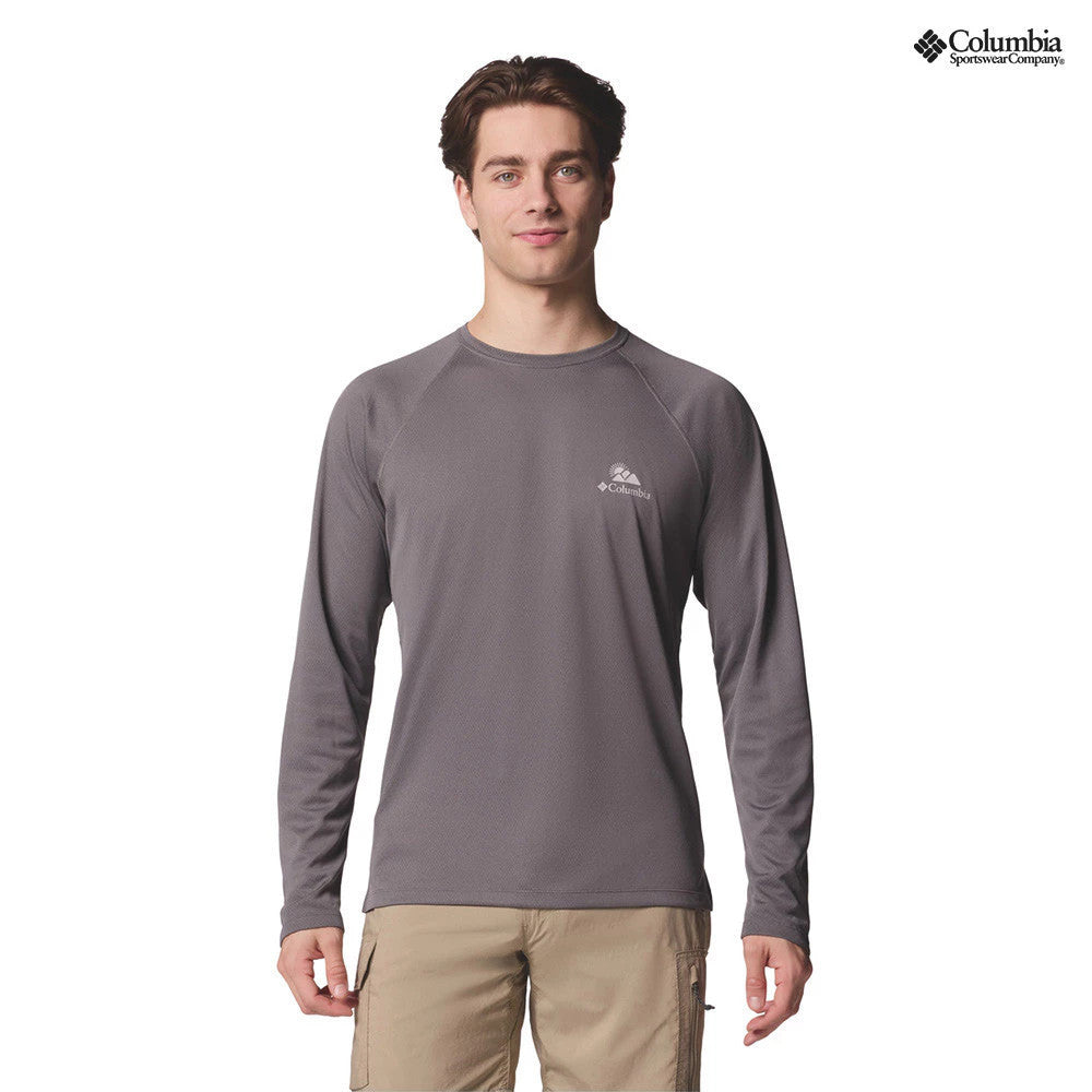 Kaos Hiking Lengan Panjang Pria - Columbia Men's Alpine Chill Pro Graphic Long Sleeve (City Grey, Be Cooled)