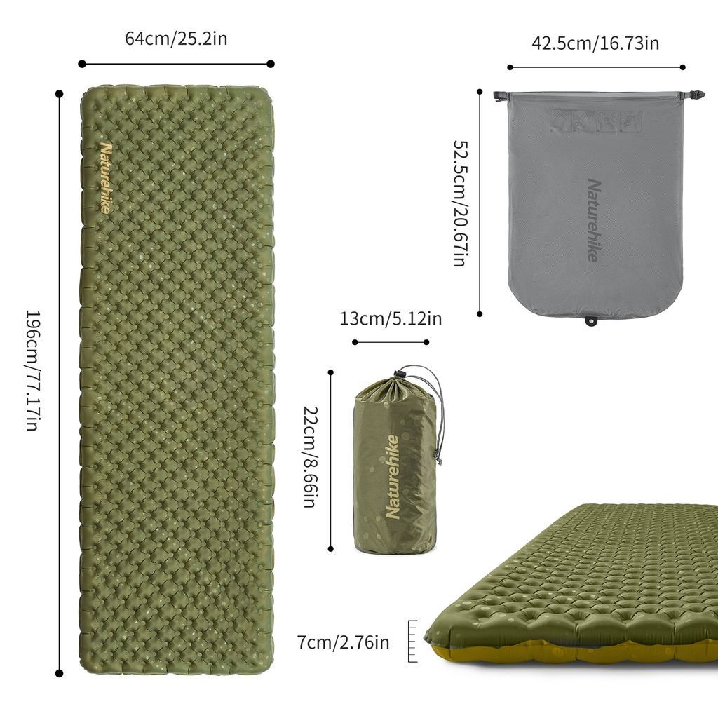 Matras Angin Camping - Naturehike TuYe™ 3.5 Ultralight Inflatable Pad (Square)