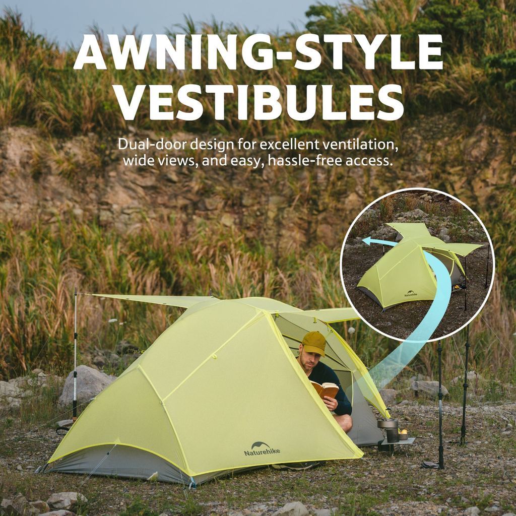 Tenda Camping/Ultralight Backpacking Tent - Naturehike Star River™ EXT / Kapasitas 2 Orang / 10D Nylon