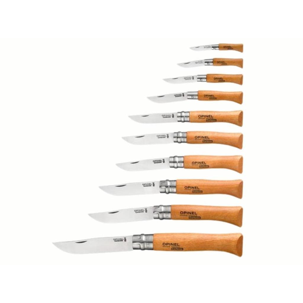 Opinel Collection of 10 Carbon Steel Folding Knives - Wooden Case