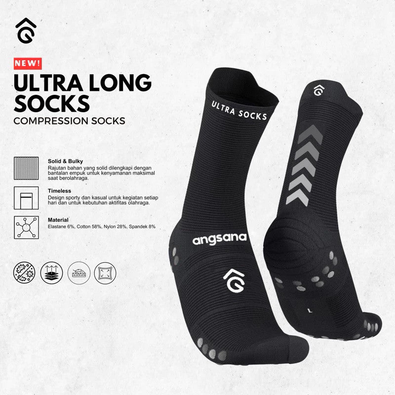 Kaos Kak Panjang Lari Ultra / Unisex - Angsana Compression Socks Long
