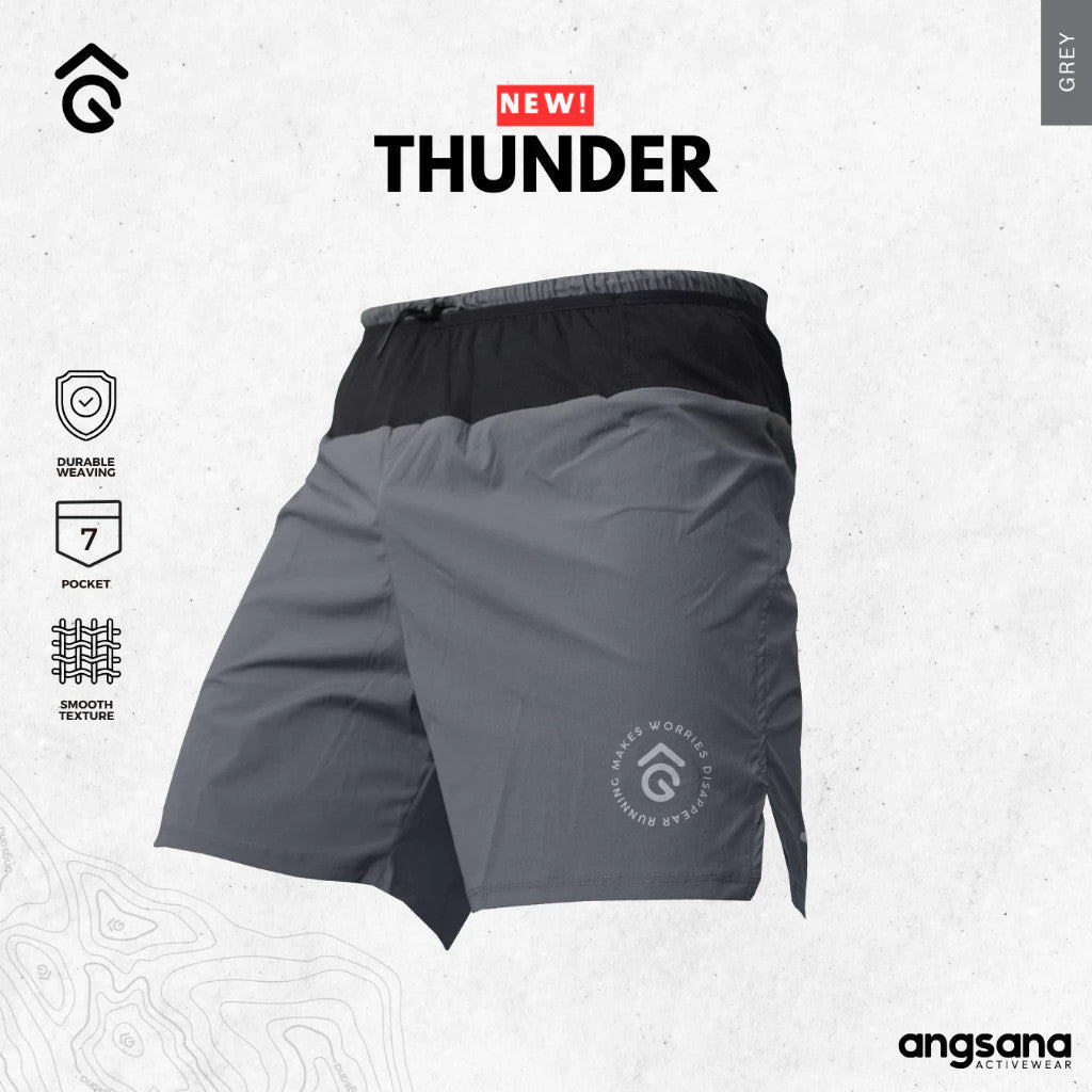 Celana Pendek Lari/Running - Angsana Series Thunder / Dilengkapi Pocket Belt & Zipper