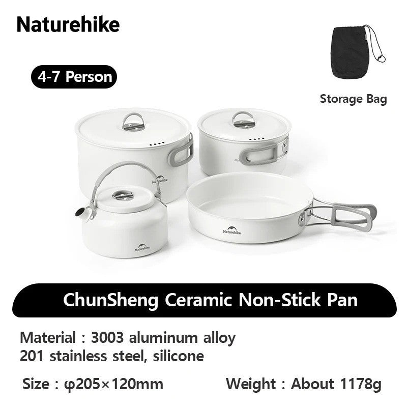 Set Alat Masak Camping Outdoor - Naturehike Ceramic Non-Stick Set Pots