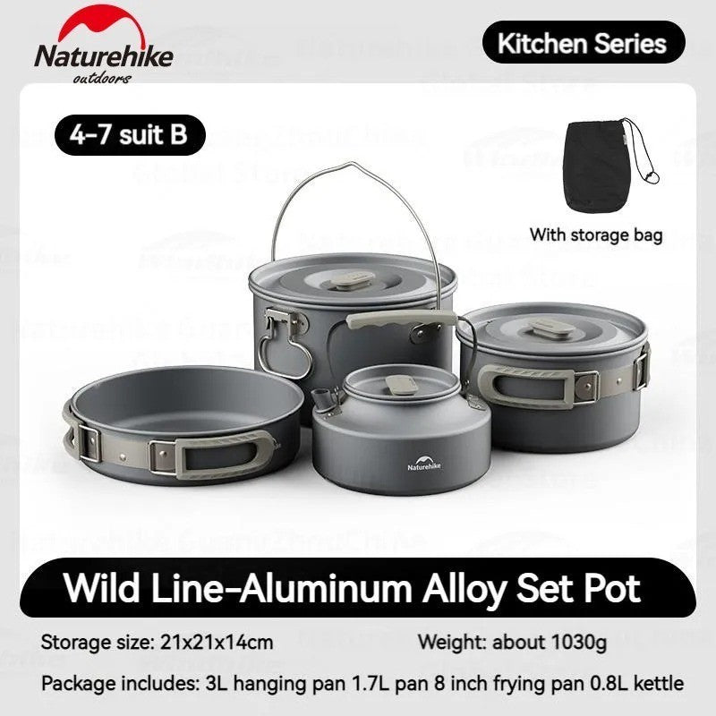 Alat Masak Camping Outdoor - Naturehike Cooking Set Wild Trekking Aluminum Alloy Pot Set / CNK2450CF010