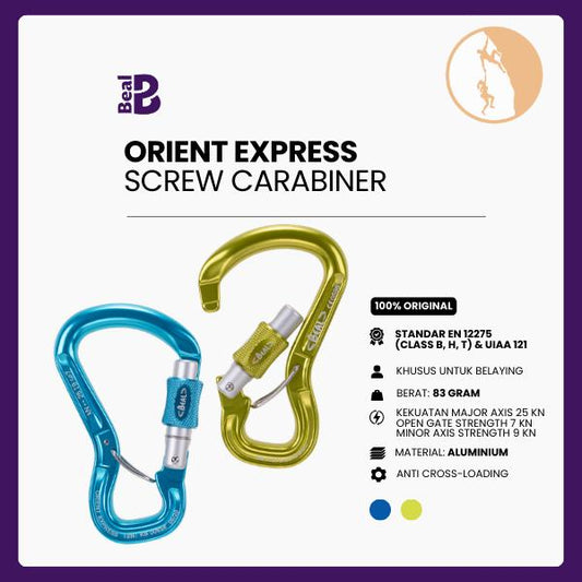 Karabiner Belay - Beal Orient Express Screw Carabiner - Standar EN 12275 (Class B, H, T) & UIAA 121