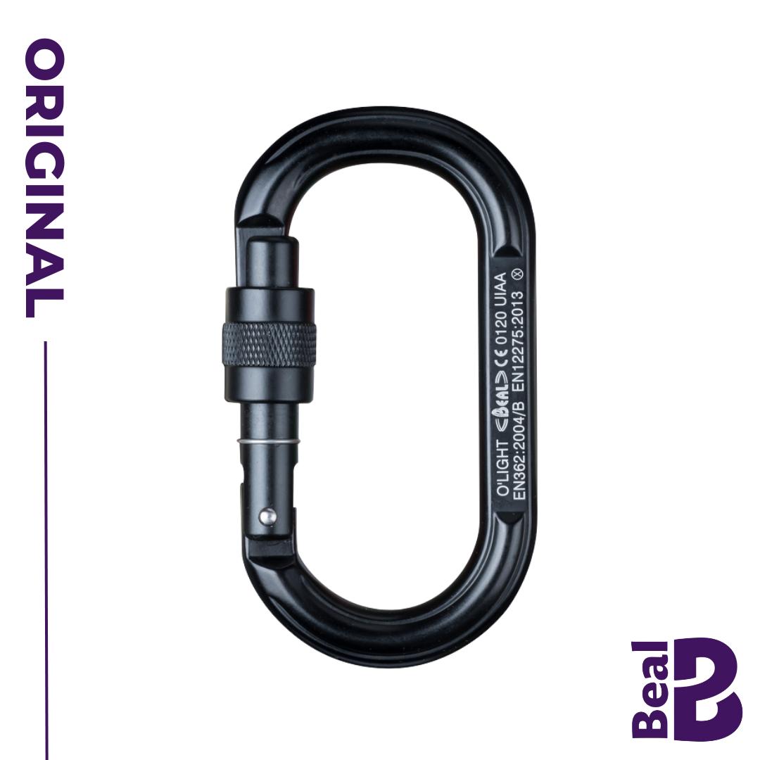 Karabiner Panjat Tebing - Beal O'light (Screw) Black / Oval Aluminium Carabiner