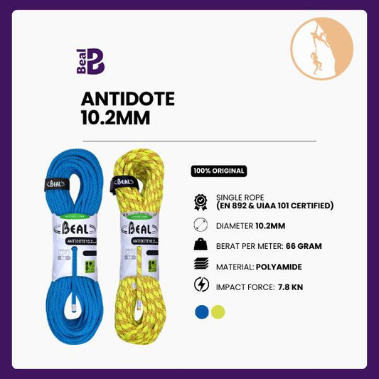Tali Karmantel Beal Original Antidote 10.2mm - Tali Dinamis Panjat Tebing / EN 892 & UIAA 101 certified