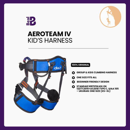 Harness Beal AEROTEAM IV - Harnes Remaja/Anak-anak/Sertifikasi Standard EN 12277 Type C dan UIAA 105