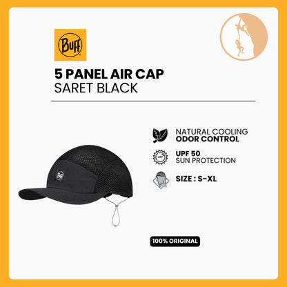 Topi Buff Original - 5 Panel Air Cap Saret Black