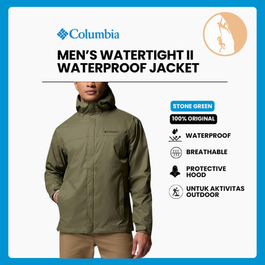 Jaket Gunung Pria Packable - Columbia Men’s Watertight II Jacket (Stone Green)