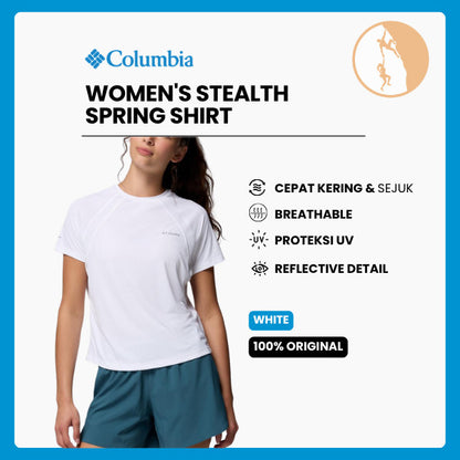 Kaos Olahraga Wanita - Columbia Women's Stealth Spring Short Sleeve Shirt (White)