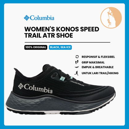 Sepatu Lari Wanita Trail Running - Columbia Women's Konos Speed Trail ATR Shoe (Black, Sea Ice )