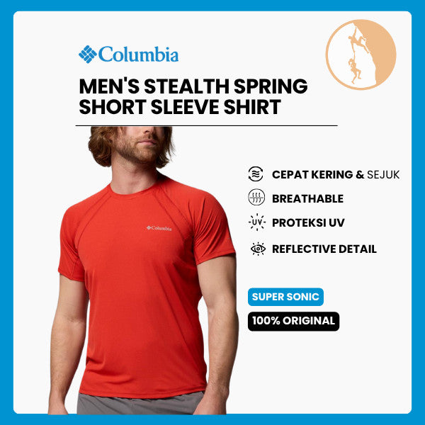 Kaos Olahraga Pria - Columbia Men's Stealth Spring Short Sleeve Shirt (Super Sonic)
