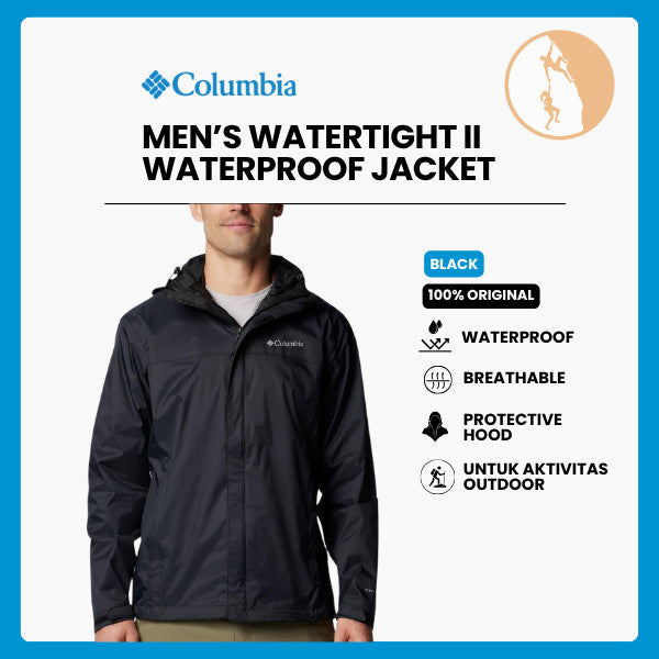 Jaket Gunung Pria Packable - Columbia Men’s Watertight II Jacket (Black)