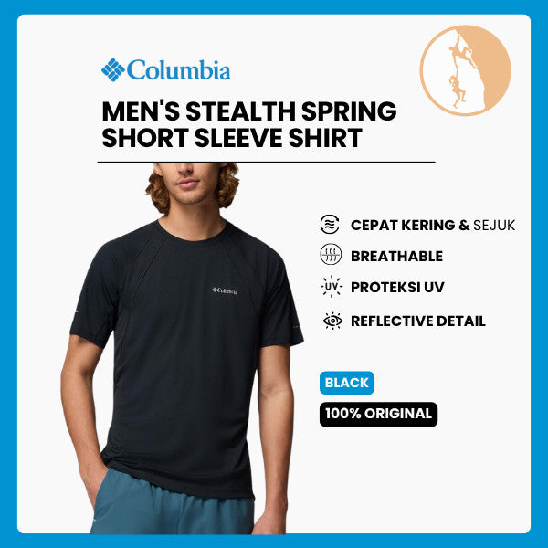 Kaos Olahraga Pria - Columbia Men's Stealth Spring Short Sleeve Shirt (Black)