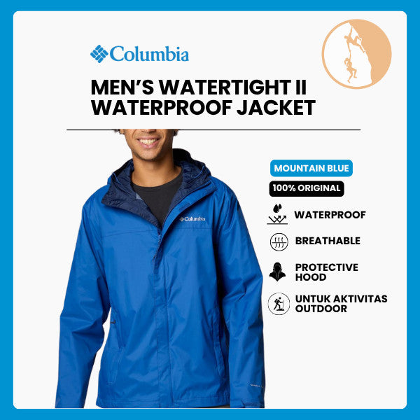 Jaket Gunung Pria Packable - Columbia Men’s Watertight II Jacket (Mountain Blue)