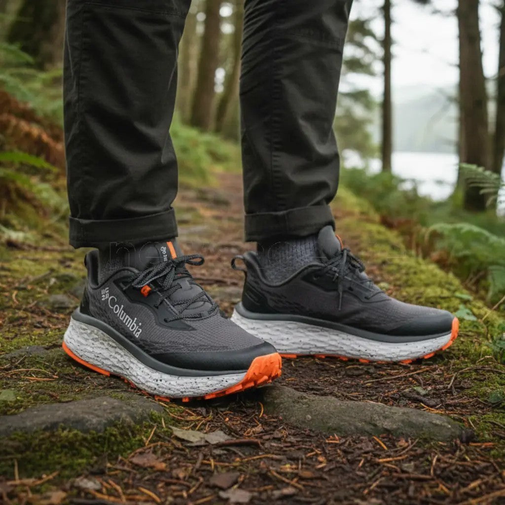 Sepatu Lari Pria Trail Running - Columbia Men's Konos Trillium ATR™ Shoes (Dark Grey, Blaze)