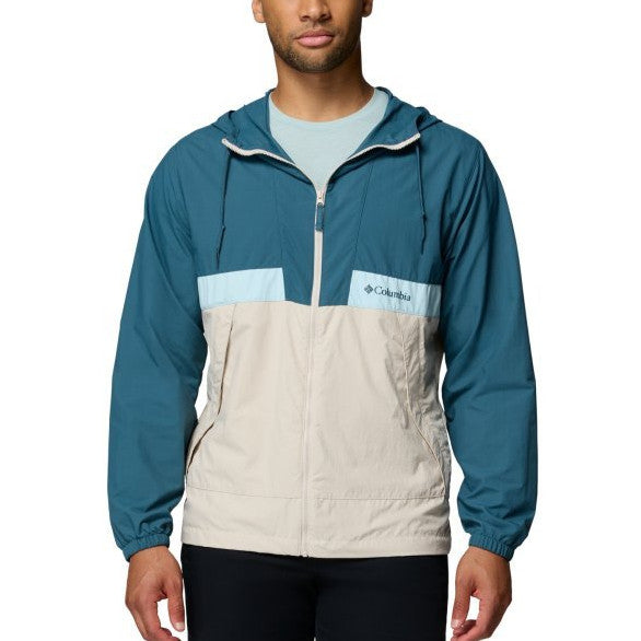 Jaket Oudoor Pria - Columbia Men's Spire Valley Hooded Windbreaker (Everblue, Dark Stone)