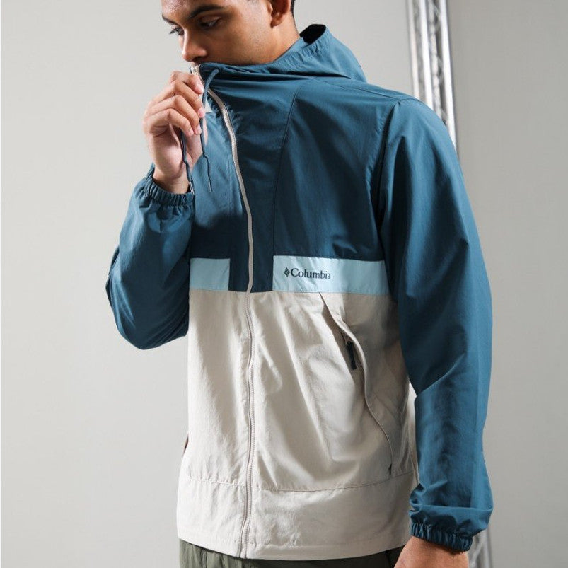 Jaket Oudoor Pria - Columbia Men's Spire Valley Hooded Windbreaker (Everblue, Dark Stone)