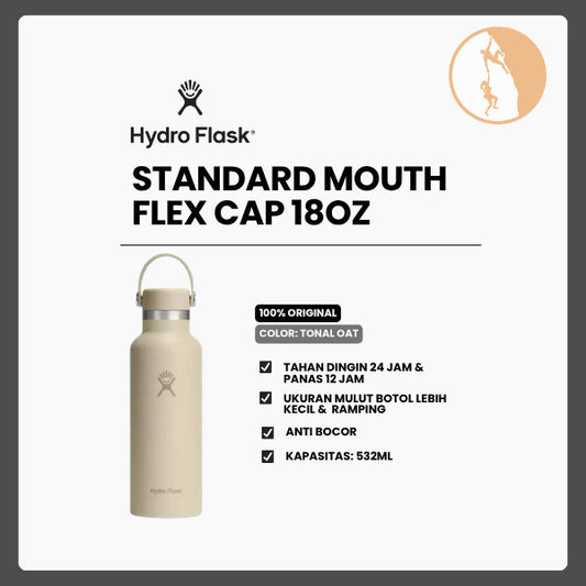 Botol Minum/Tumbler Ringan - Hydro Flask Standard Mouth Flex Cap 18oz/532ml (Tonal Oat)