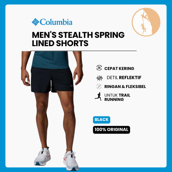 Celana Pendek Lari/Olahraga - Columbia Men's Stealth Spring Lined Shorts (Black)