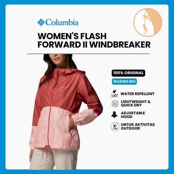 Jaket Outdoor Wanita - Women's Flash Forward II Windbreaker (Washed Red, Pink Sand)
