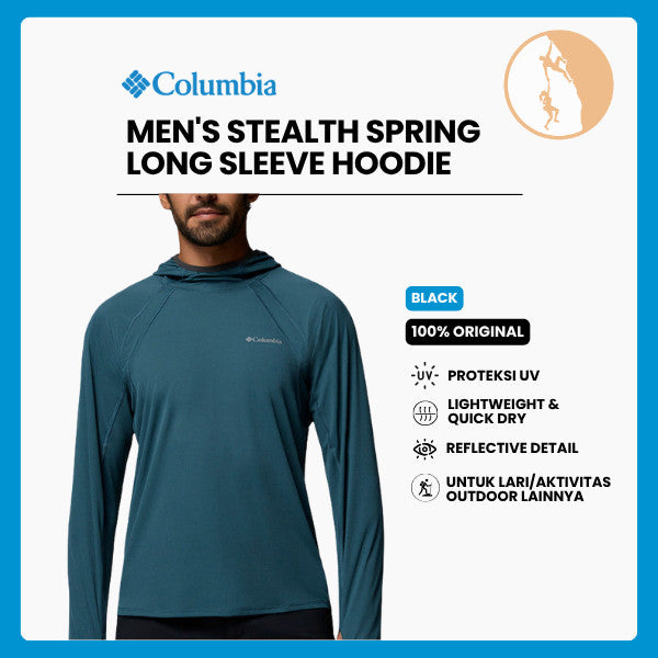 Jaket Hoodie Olahraga - Columbia Men's Stealth Spring™ Long Sleeve Hoodie (Everblue, Shark)