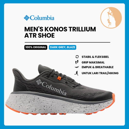 Sepatu Lari Pria Trail Running - Columbia Men's Konos Trillium ATR™ Shoes (Dark Grey, Blaze)
