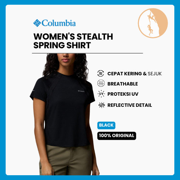 Kaos Olahraga Wanita - Columbia Women's Stealth Spring Short Sleeve Shirt (Black)