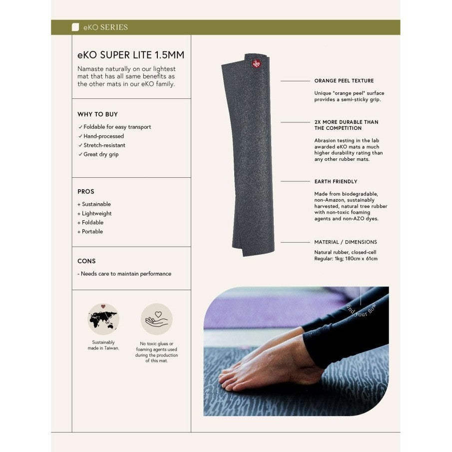 Manduka eKO Superlite Travel Yoga Mat 1.5mm - Matras Yoga Bisa Dilipat / Super Ringan