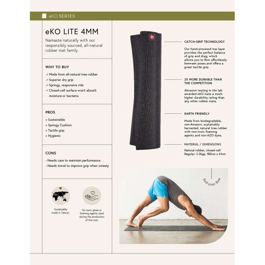 Manduka eKO Lite Yoga Mat 4mm - Matras Yoga Ringan Bahan Natural Rubber