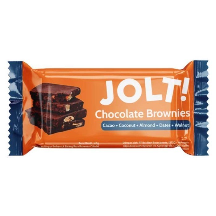 JOLT ! Chocolate Brownies Protein Bar 40gram - Snack Sehat/Cemilan Olahraga/Organic Meal