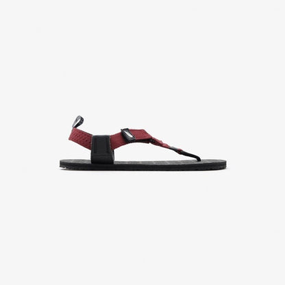 Sandal Pyopp Fledge - Jelajah Road Barefoot Flip Flops - Maroon Blaze On Black