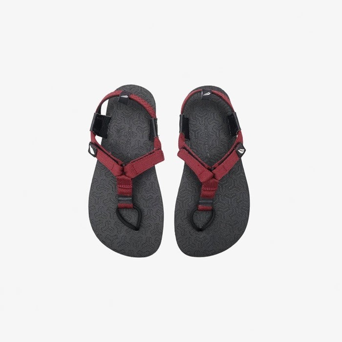Sandal Pyopp Fledge - Jelajah Road Barefoot Flip Flops - Maroon Blaze On Black