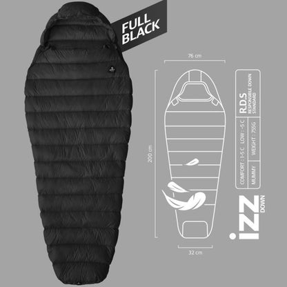 PINNACLE IZZ DOWN SLEEPING BAG - FULL BLACK RIRIRUMASYA