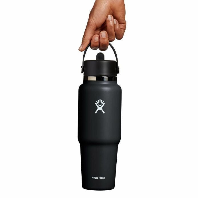 Hydro Flask Wide Flex Straw Cap Travel Bottle Black 32Oz