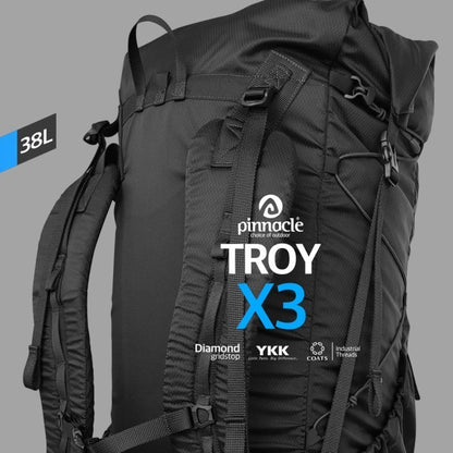 Pinnacle Troy Pro X3 38L Backpack Diamond Gridstop - Black