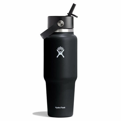 Hydro Flask Wide Flex Straw Cap Travel Bottle Black 32Oz