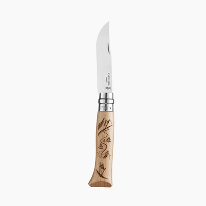Opinel N°08 Engraved Skiing - Stainless Steel Folding Knife