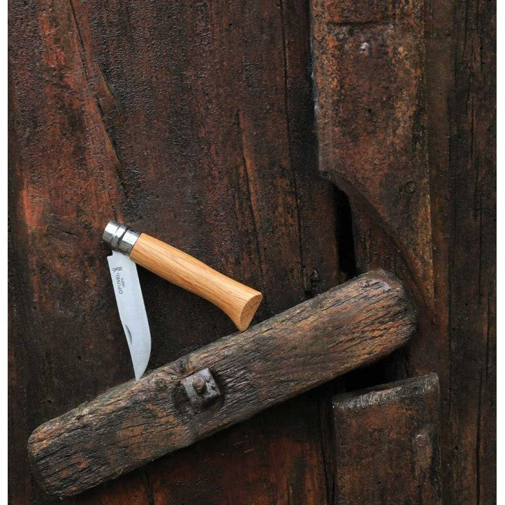 Opinel Luxury No.8 Stainless Steel Oak Handle Folding Knife