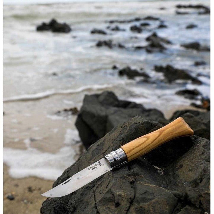 Opinel N°08 Olive Wood Handle Folding Knife - Pisau Lipat Outdoor