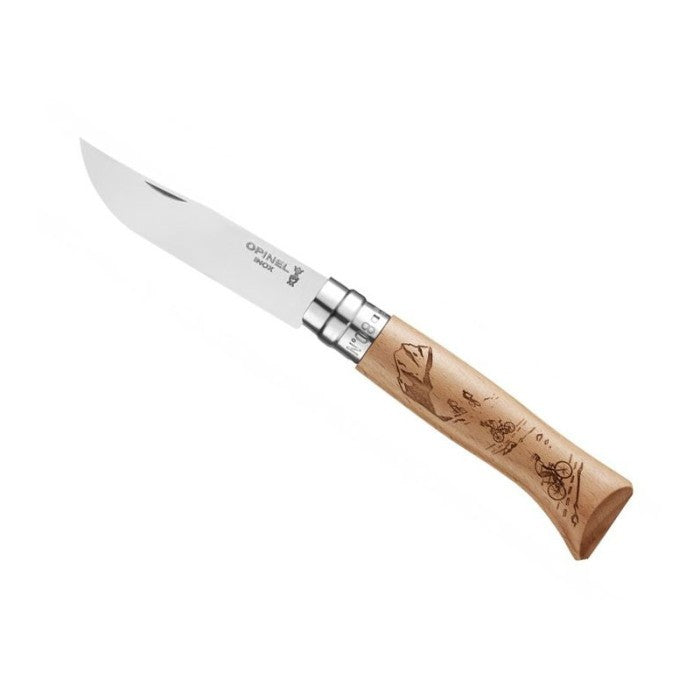 Opinel N°08 Engraved Mountain Biking - Stainless Steel Folding Knife