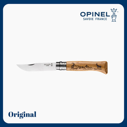 Opinel N°08 Animalia Chamois - Engraved Folding Knife/Stainless Steel
