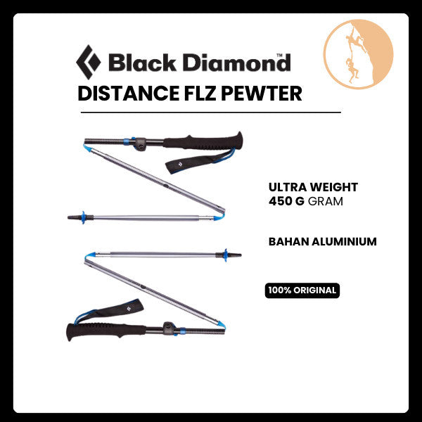 Black Diamond Distance FLZ Pewter (Aluminum) NEW - Running/Trekking Poles